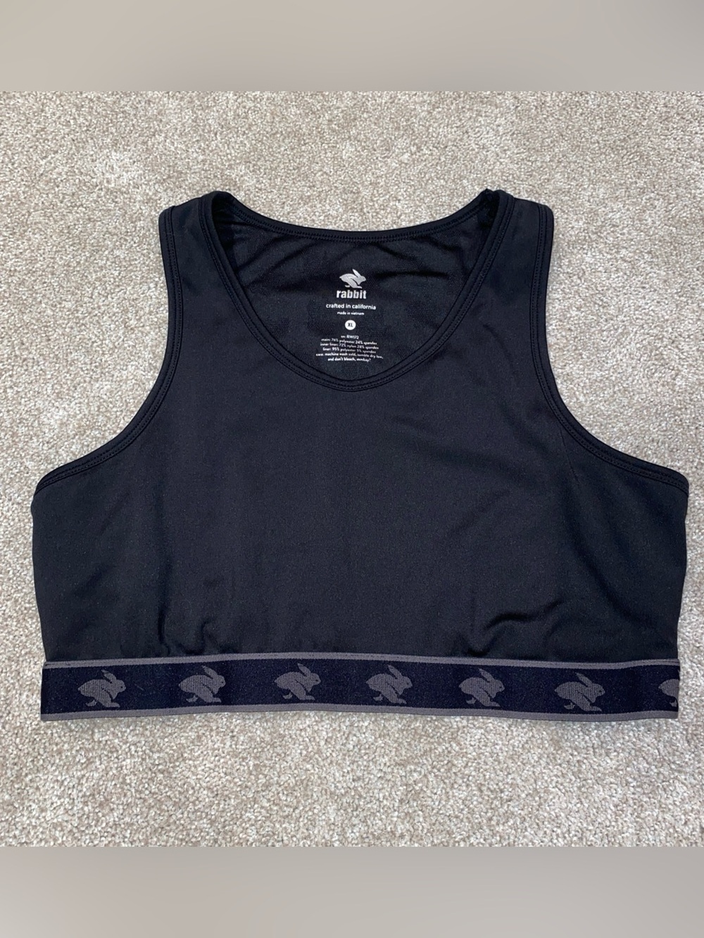 RABBIT UTILIBRA-VO Black Sports Bra Size XL Running Walking